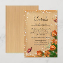 Rustic Wood Orange Floral Butterfly Mariage Détail