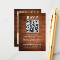 Rustic Wood Photo QR Wedding RSVP