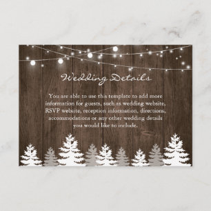 Carte D'accompagnement Rustic Wood Pine Trees Mariage Détails Réception