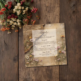 Carte D'accompagnement Rustic Wooden Bohemian Floral Wedding 