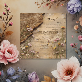 Carte D'accompagnement Rustic Wooden Bohemian Floral Wedding  Enclosure C