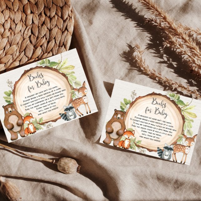 Carte D'accompagnement Rustic Woodland animaux demander baby shower E (Créateur téléchargé)