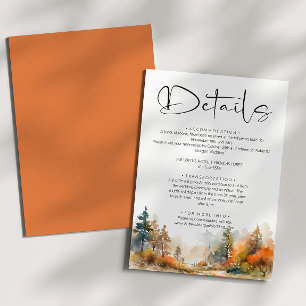 Carte D'accompagnement Rustic Woodland Automne Forest Détails du Mariage
