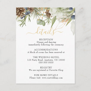 Carte D'accompagnement Rustic Woodland Green & Pinecones Détails