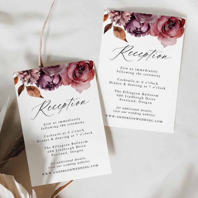 Carte D'accompagnement Rustique Automne Marsala Floral Mariage Réception (Créateur téléchargé)