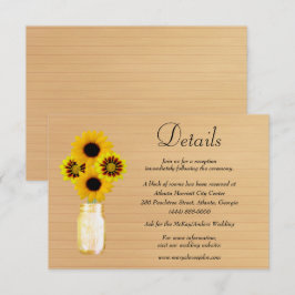 Carte D'accompagnement Rustique Bois Jaune Floral Mason Jar Mariage Détai