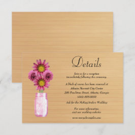 Carte D'accompagnement Rustique Bois rose Floral Mason Jar Détails du Mar