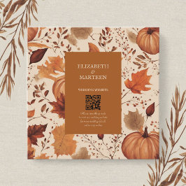 Carte D'accompagnement Rustique Brown Beige Brûlé Orange Floral Automne