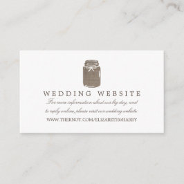 Carte D'accompagnement Rustique Burlap Mason Jar Site Mariage
