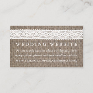 Carte D'accompagnement Rustique Burlap & Vintage White Lace Mariage site 