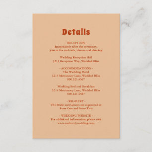 Carte D'accompagnement Rustique Burnt Orange Mariage moderne