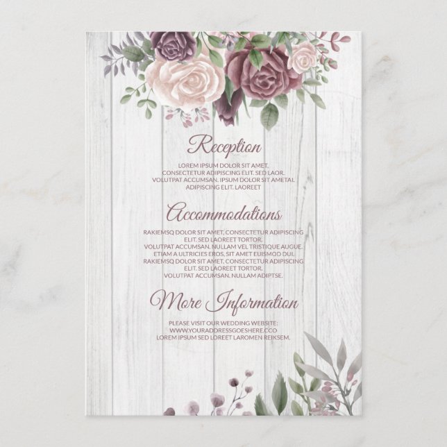Carte D'accompagnement Rustique Dusty Rose (Devant)