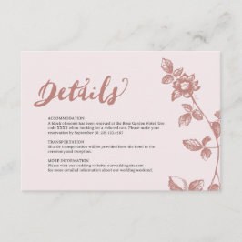 Carte D'accompagnement Rustique Dusty Rose Whimsical Floral Détails du Ma