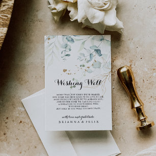 Carte D'accompagnement Rustique Eucalyptus Gold Floral Mariage Wishing we