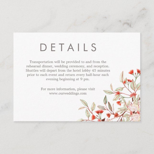 Carte D'accompagnement Rustique Floral Grey Mariage de typographie modern (Devant)