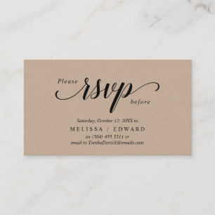 Carte D'accompagnement Rustique Kraft, Script noir, réponse RSVP
