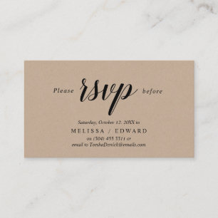 Carte D'accompagnement Rustique Kraft, Script noir, réponse RSVP