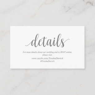 Carte D'accompagnement Rustique moderne, Couleur gris, Détails Mariage