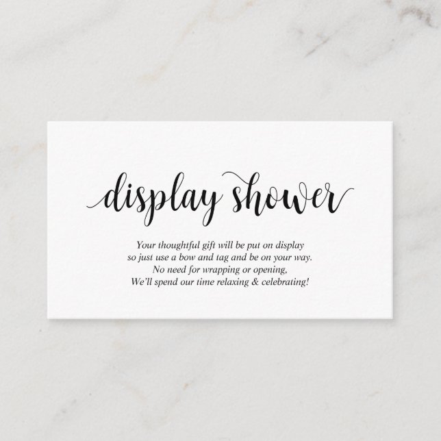 Carte D'accompagnement Rustique moderne, Script noir, douche d'affichage (Devant)