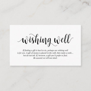 Carte D'accompagnement Rustique moderne, Script noir, Mariage Wishing wel