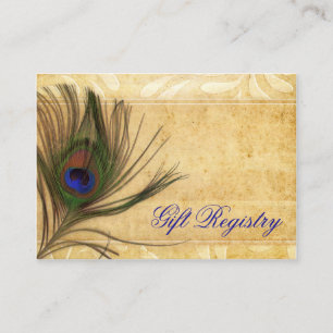 Carte D'accompagnement Rustique Peacock mariage de plume registre cadeau