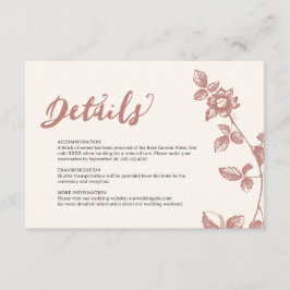 Carte D'accompagnement Rustique Rose chaud Whimsical Floral Détails du Ma