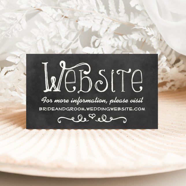 Carte D'accompagnement Rustique Script Chalkboard Mariage site Web Noir (Créateur téléchargé)