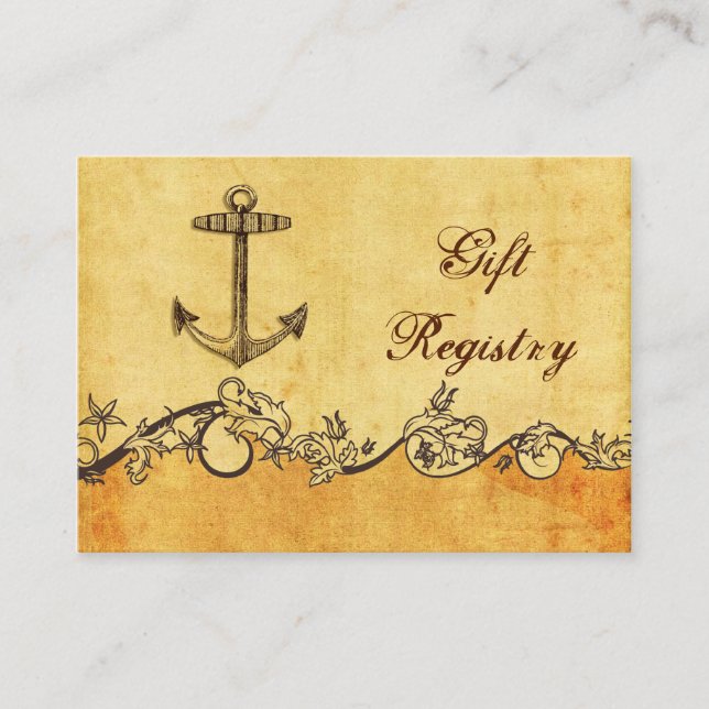 Carte D'accompagnement rustique, vintage, ancre nautique Cadeau registre (Devant)