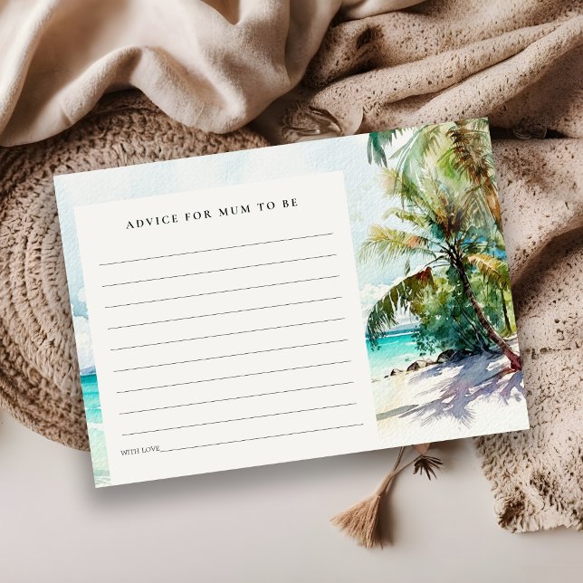Carte D'accompagnement Sable Beach Palm Trees Conseils Pour Baby shower À (Créateur téléchargé)