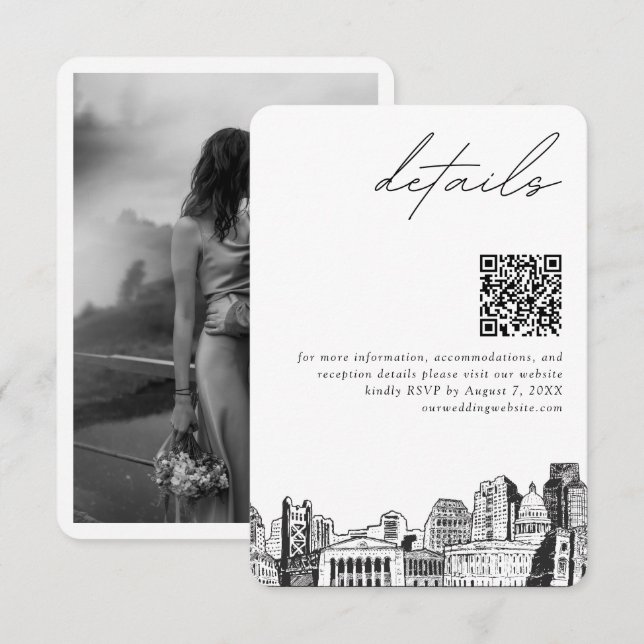 Carte D'accompagnement Sacramento Détails du Mariage QR Code Petit (Devant / Derrière)