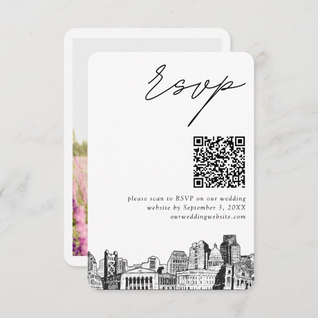 Carte D'accompagnement Sacramento Wedding RSVP QR Code Petit (Devant / Derrière)
