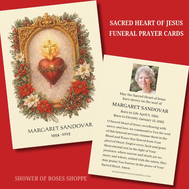 Carte D'accompagnement Sacred Heart Jesus Funeral Catholic Prayer Card (Créateur téléchargé)
