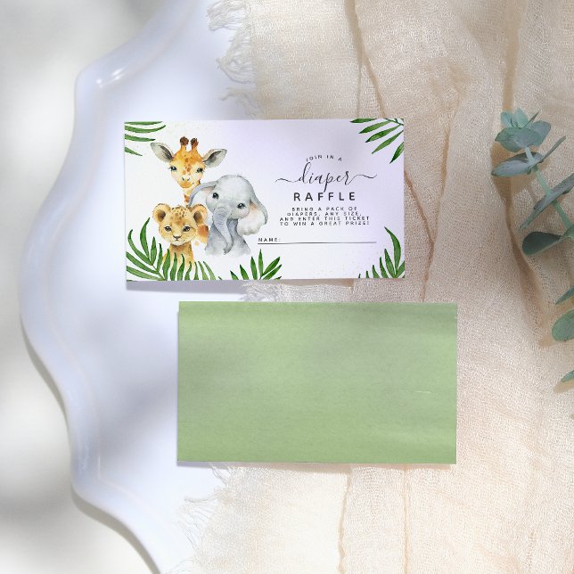 Carte D'accompagnement Safari Animaux Baby shower Déchets Raffle (Créateur téléchargé)