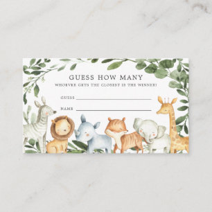 Carte D'accompagnement Safari Animaux Baby showers Devinez Combien de car