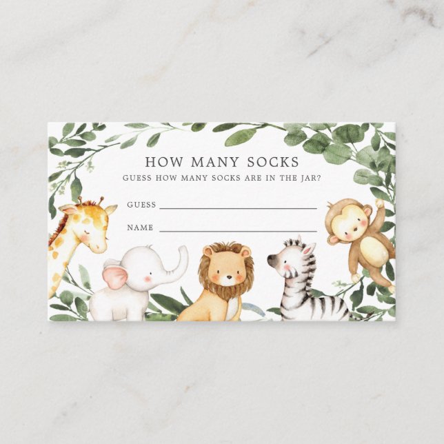 Carte D'accompagnement Safari Animaux Baby showers Devinez Combien De Cha (Devant)