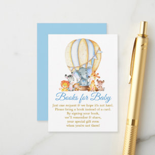 Carte D'accompagnement Safari Animaux Ballons Bleus Livres Pour Baby show