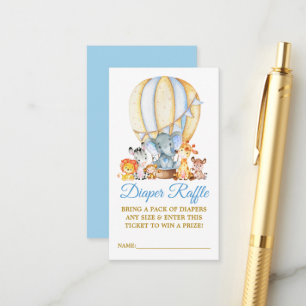 Carte D'accompagnement Safari Animaux Blue Balloon Diaper Raffle Douche