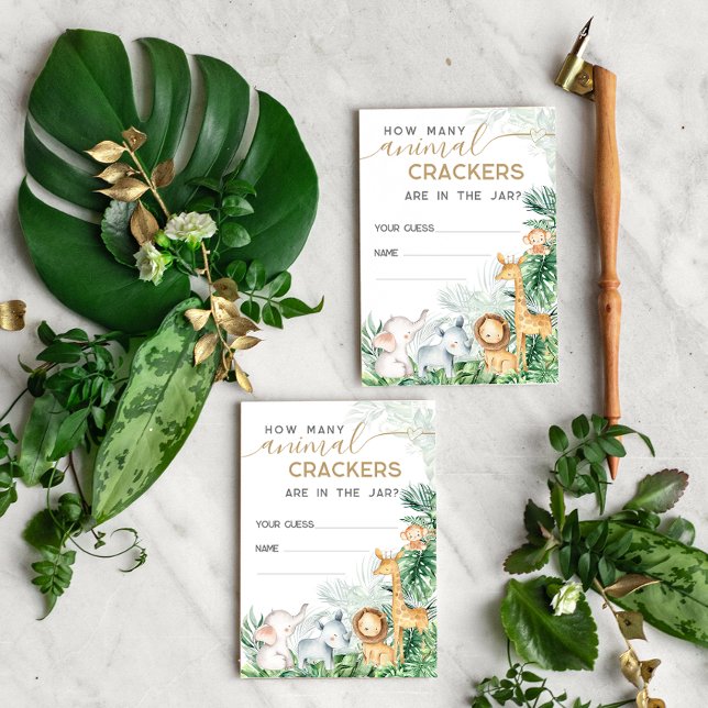 Carte D'accompagnement Safari Baby Animals Baby shower devinette jeu (Créateur téléchargé)