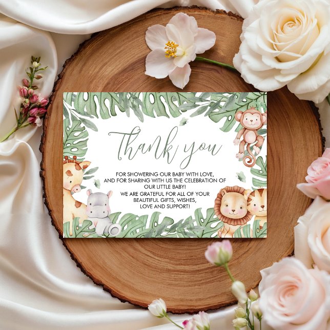 Carte D'accompagnement Safari Baby Shower Thank You Card (Créateur téléchargé)
