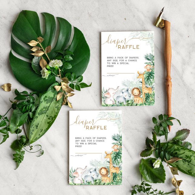 Carte D'accompagnement Safari Bébé Animaux Baby shower Déchets Raffle (Créateur téléchargé)