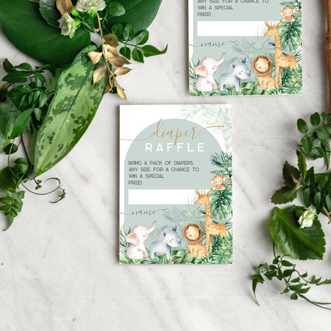 Carte D'accompagnement Safari Bébé Animaux Baby shower Déchets Raffle (Créateur téléchargé)