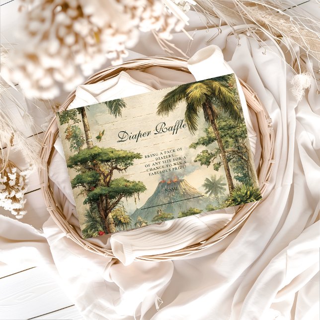 Carte D'accompagnement Safari Dino Baby Shower Diapper Raffle (Créateur téléchargé)
