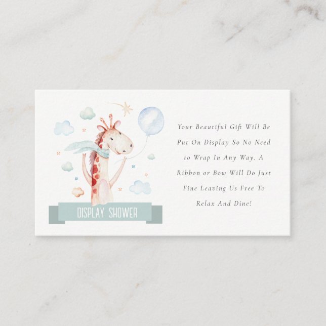 Carte D'accompagnement Safari Girafe Ballon Display Shower Baby Shower (Devant)