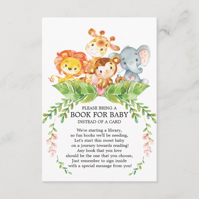 Carte D'accompagnement Safari Jungle Girls Baby shower Book for Baby (Devant)