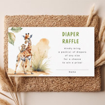 Safari Wild Baby Animal Déchets Baby shower Raffle