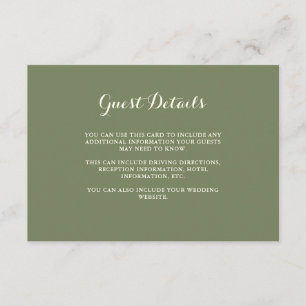 Carte D'accompagnement Sage and Ivory Guest Détails