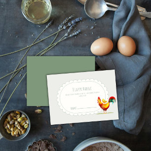 Carte D'accompagnement Sage Boho Coq Poussin Linge Bébé Shower Fête