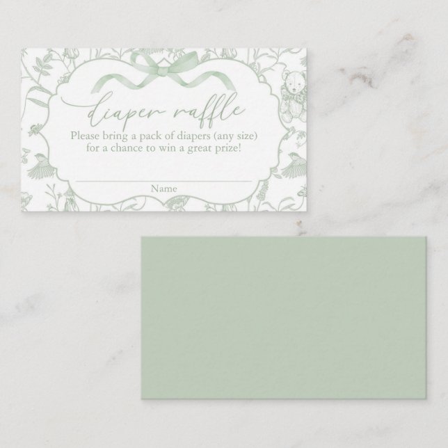 Carte D'accompagnement Sage Bow Baby shower Déchets Raffin (Devant / Derrière)