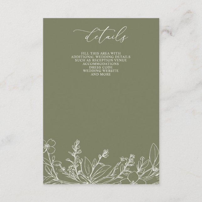 Carte D'accompagnement Sage Fleur sauvage Jardin boisé Mariage fleuri (Devant)