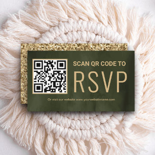 Carte D'accompagnement Sage Gold Online QR Code RSVP Mariage Website